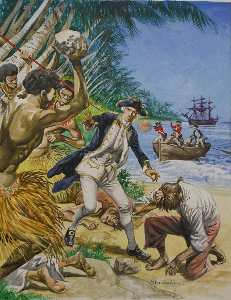 The Murder of Captain Cook (Original) (Signed) art by British History (Peter Jackson) at The Illustration Art Gallery