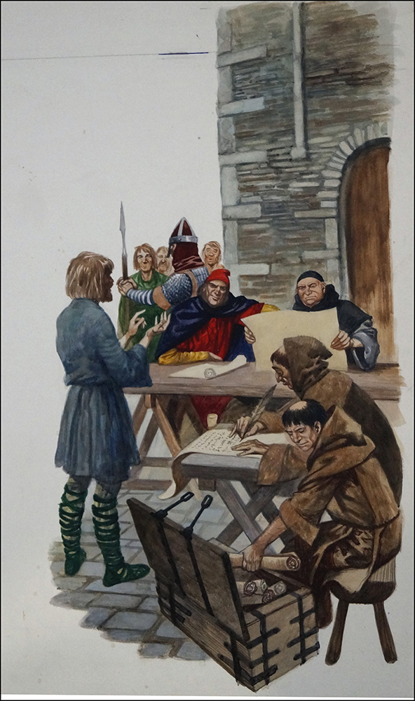 Compiling the Domesday Book (Original) art by British History (Peter Jackson) at The Illustration Art Gallery