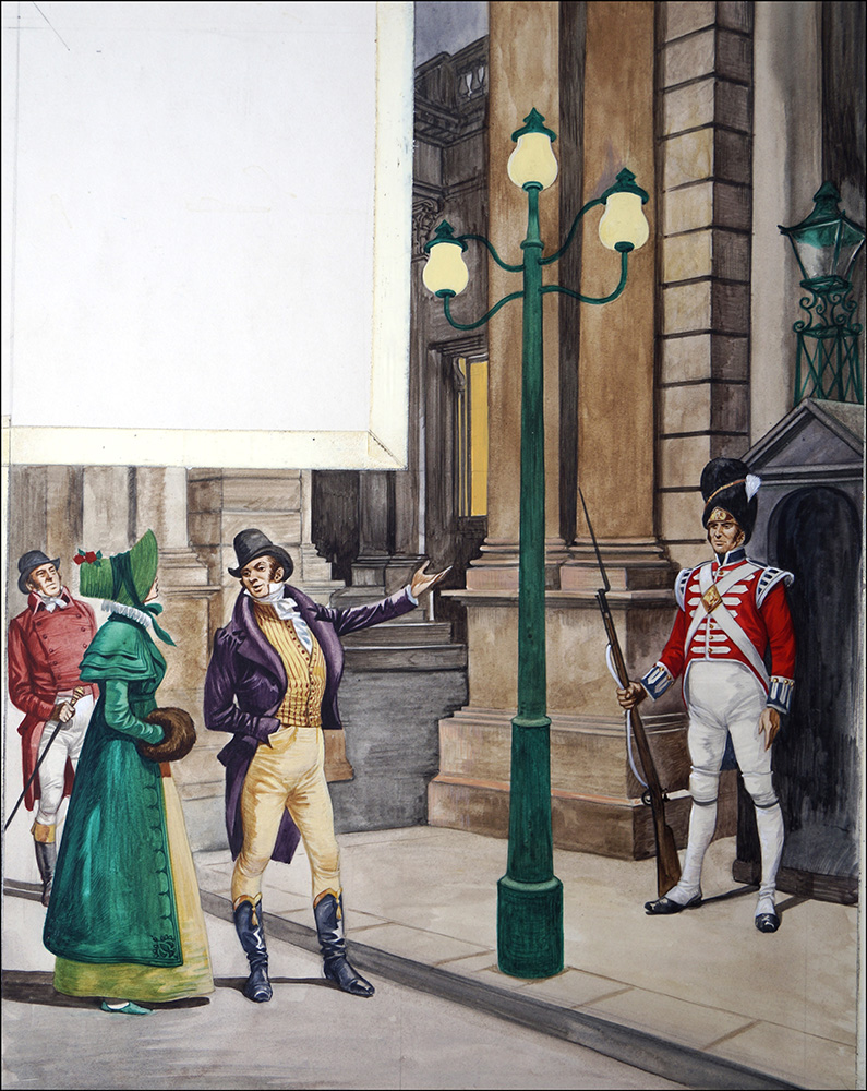 Gas Lights in London (Original) art by British History (Peter Jackson) at The Illustration Art Gallery