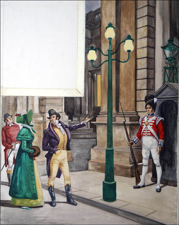 Gas Lights in London (Original) by British History (Peter Jackson) at The Illustration Art Gallery