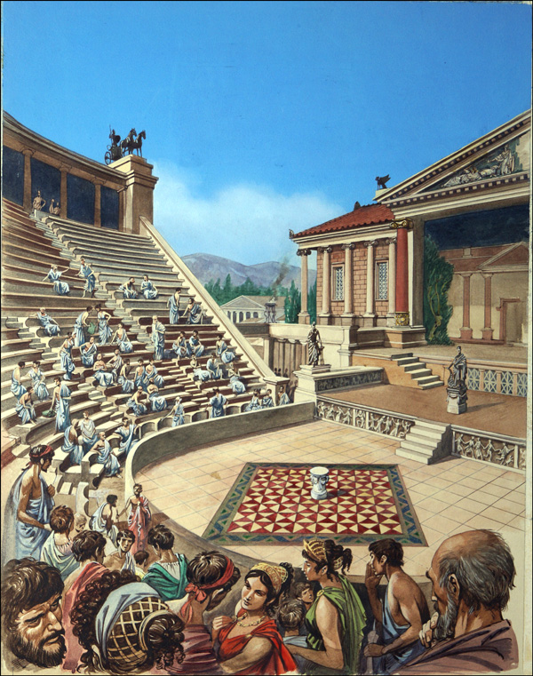Greek Theatre (Original) by Peter Jackson at The Illustration Art Gallery