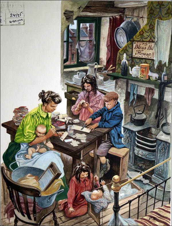 Family Poverty in Victorian Britain (Original) (Signed) by British History (Peter Jackson) at The Illustration Art Gallery
