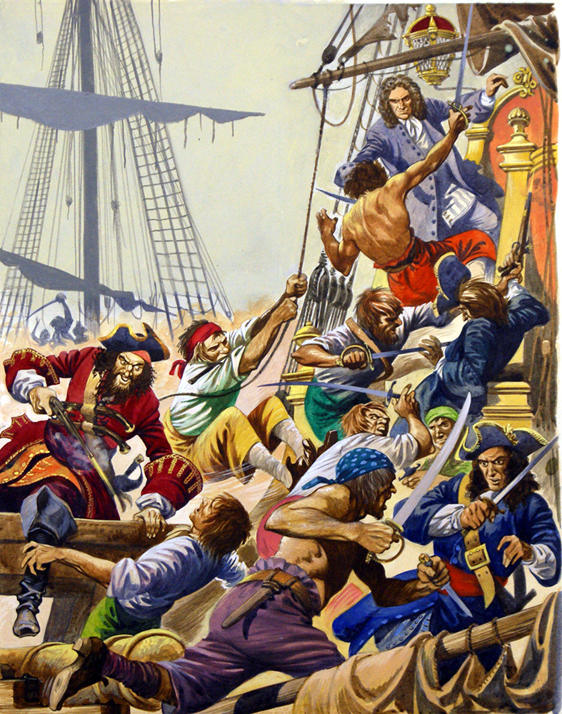 Blackbeard Boards a Ship (Original) art by British History (Peter Jackson) at The Illustration Art Gallery