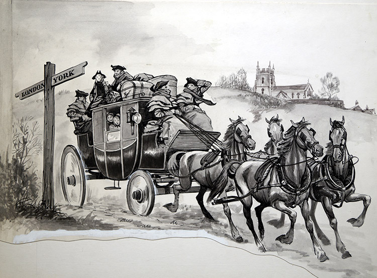 The London to York Stagecoach (Original) by British History (Peter Jackson) at The Illustration Art Gallery