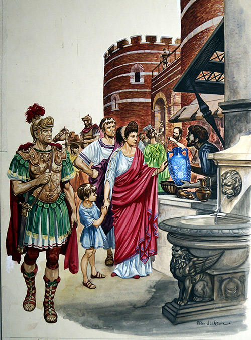 A Roman Market (Original) (Signed) by British History (Peter Jackson) at The Illustration Art Gallery