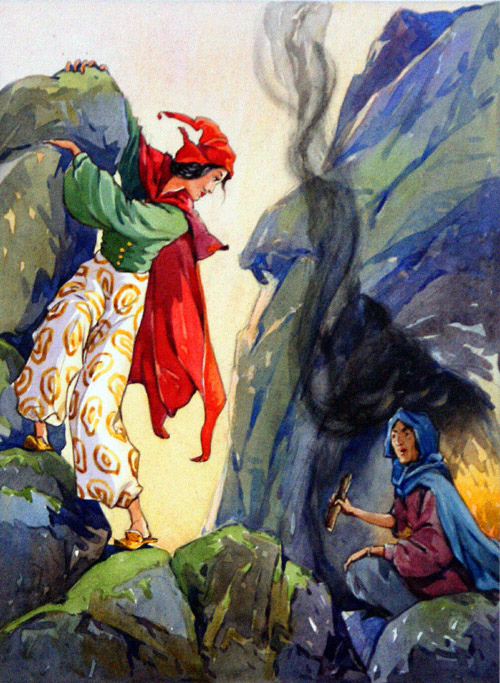 The Flying Trunk: The Witches' Greeting (Original) by A E Kennedy at The Illustration Art Gallery