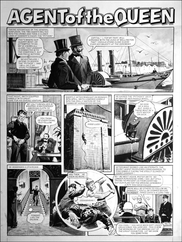 Agent of the Queen - Steam Yacht (TWO pages) (Originals) by Agent of the Queen (Bill Lacey) at The Illustration Art Gallery