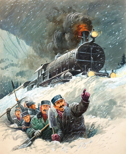 Snowbound Express (Original) by Barrie Linklater Art at The Illustration Art Gallery