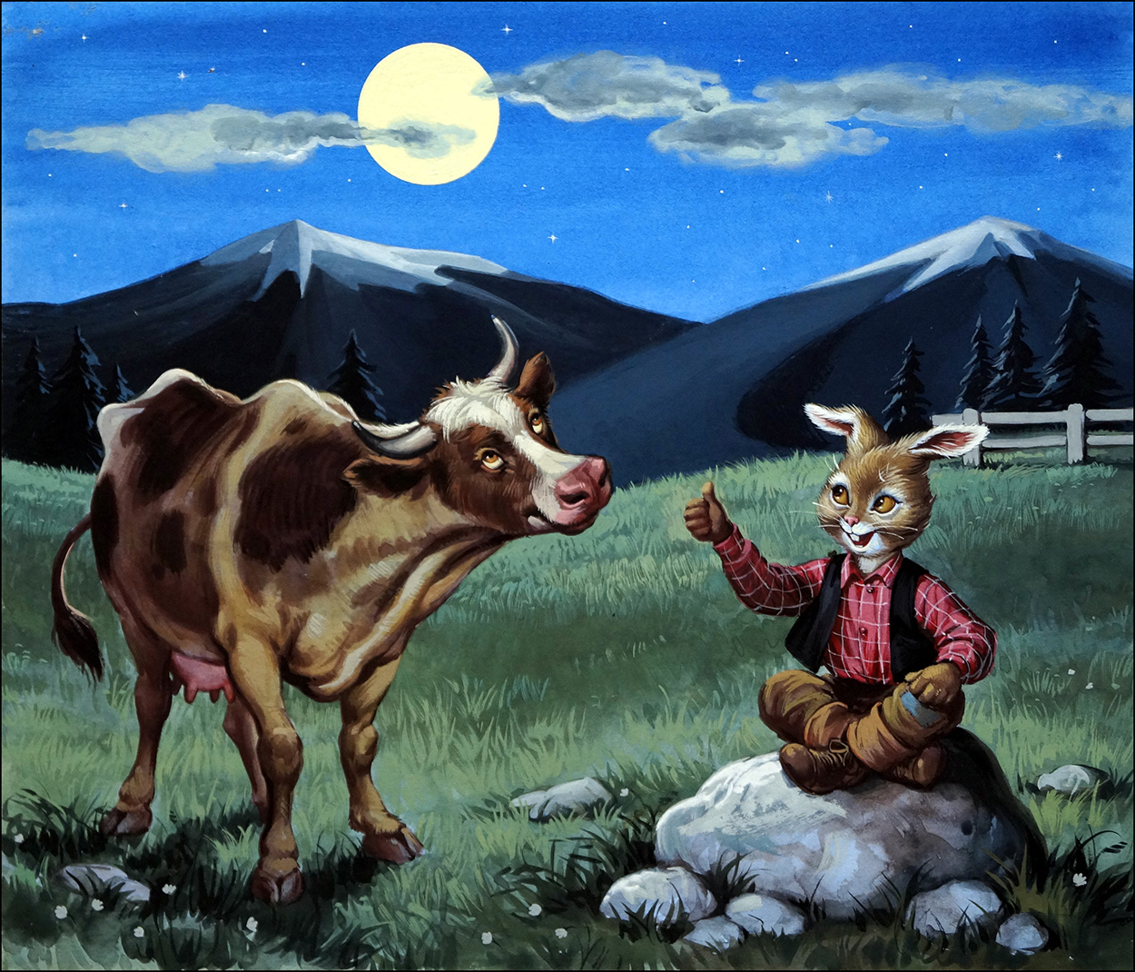 Brer Rabbit and the Cow (Original) art by Virginio Livraghi Art at The Illustration Art Gallery