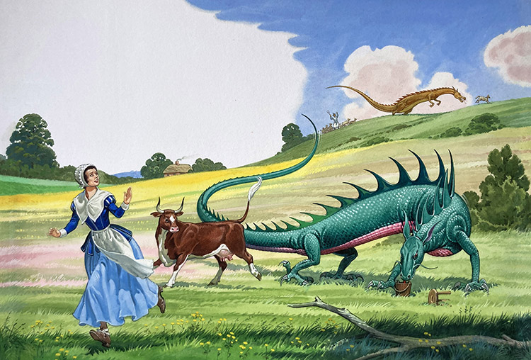 Terrorized by Dragons (Original) by Bernard Long Art at The Illustration Art Gallery
