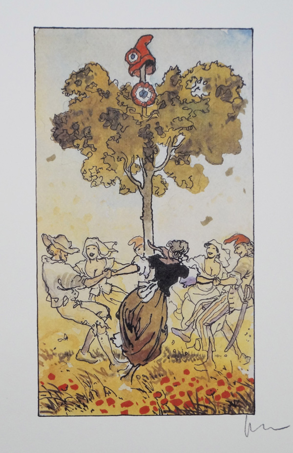 Dancing the Carmagnole around the Tree-of-Liberty (Limited Edition Print) (Signed) by The French Revolution (Manara) Art at The Illustration Art Gallery