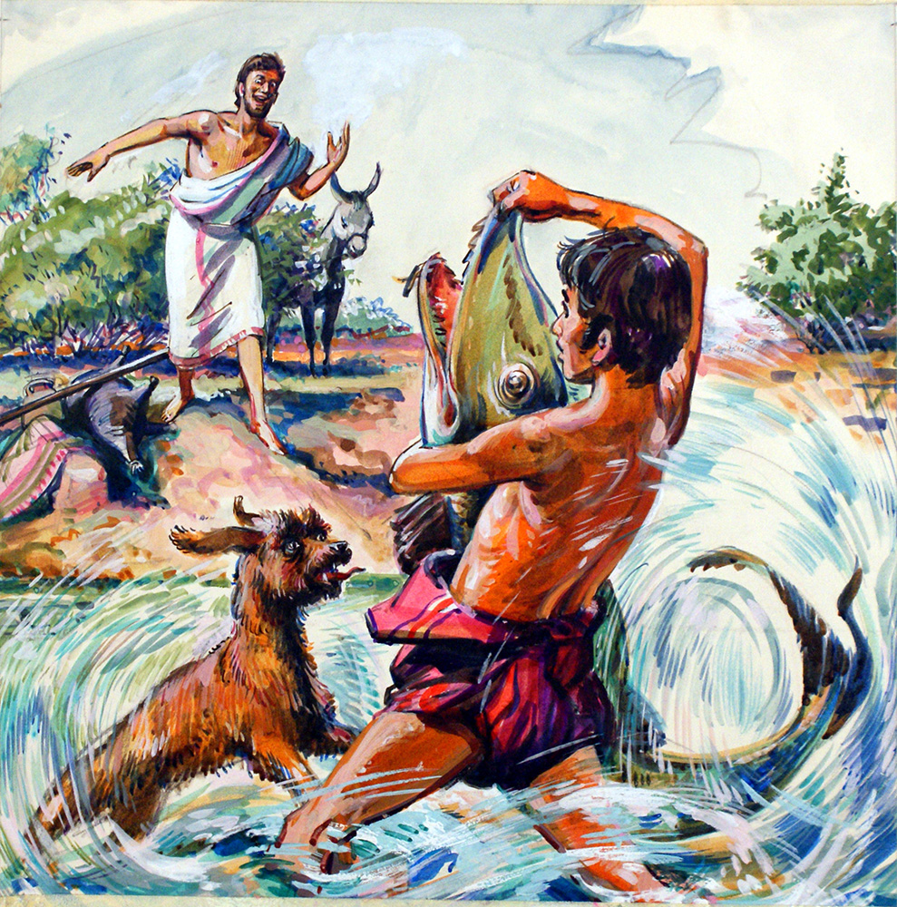 Bible Story 3 Tobias and the Fish (Original) art by William Francis Marshall at The Illustration Art Gallery