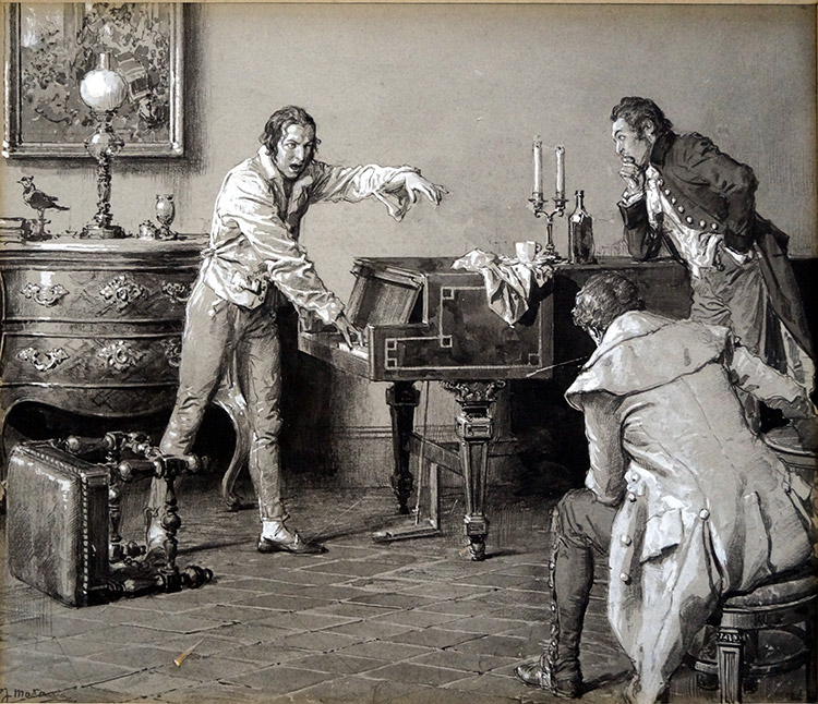 Rossini Singing to Zamboni and Garcia (Original) (Signed) by Fortunino Matania Art at The Illustration Art Gallery