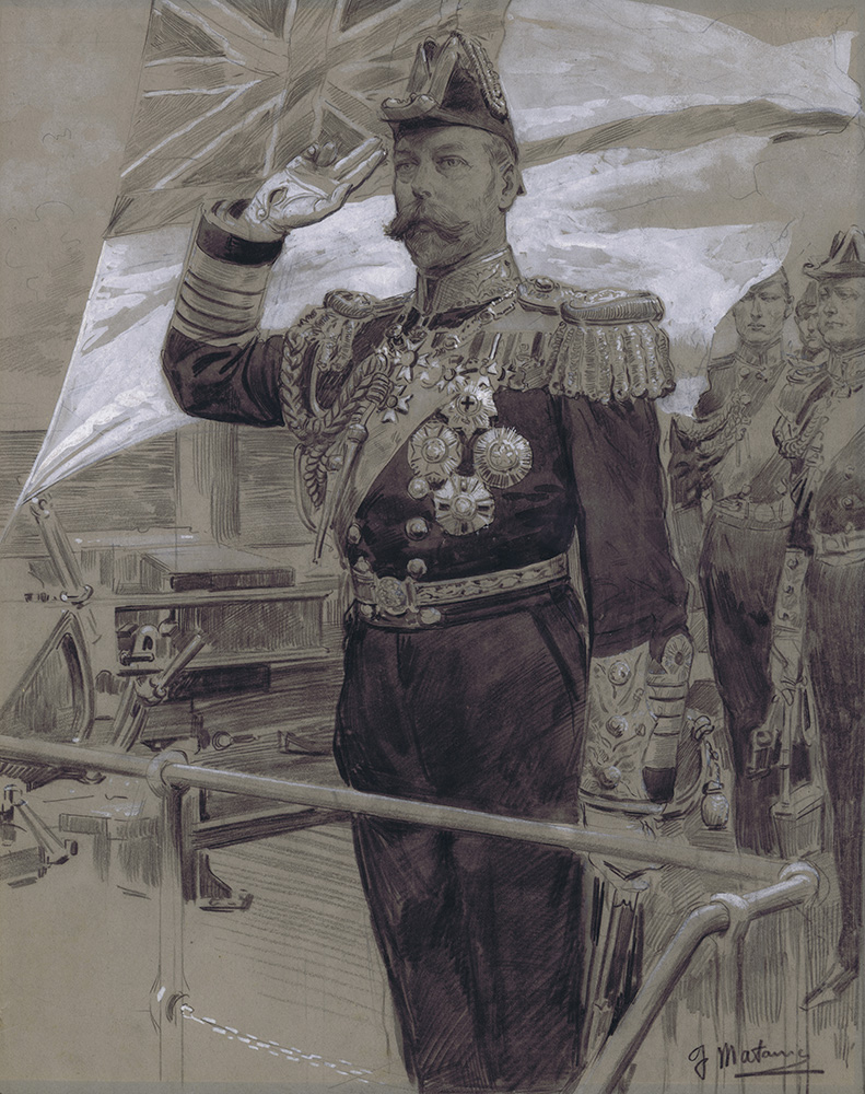 George V reviewing the Royal Navy at Spithead 1912 (Original) (Signed) art by Royalty (Matania) at The Illustration Art Gallery
