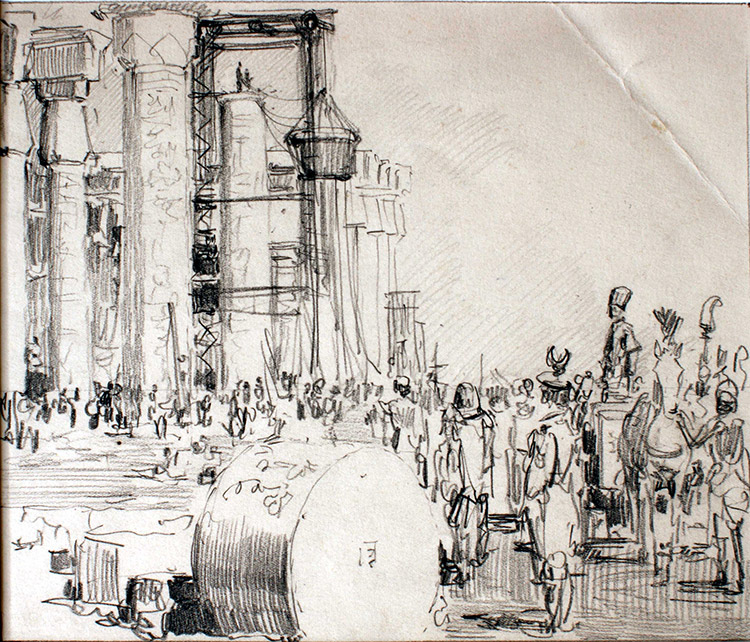 The Building at Karnak (Original) by Fortunino Matania Art at The Illustration Art Gallery
