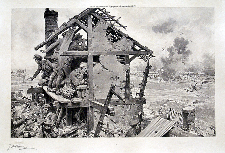 In a British Advanced Observation Post (World War I) (Limited Edition Print) (Signed) by World Wars (Matania) at The Illustration Art Gallery