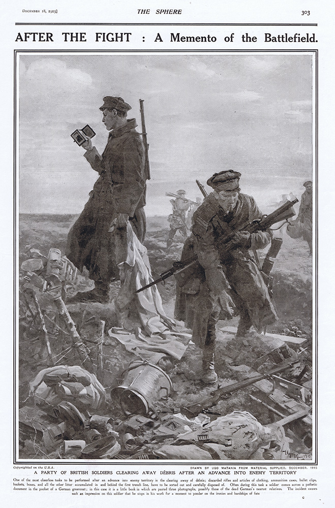 The Western Front 1915 after an Advance into Enemy Territory (original page Sphere 1915) (Print) art by 1915 (Matania original prints) at The Illustration Art Gallery