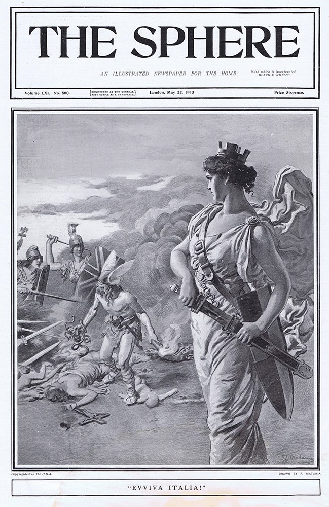 Evviva Italia  (original cover page The Sphere 1915) (Print) art by 1915 (Matania original prints) at The Illustration Art Gallery