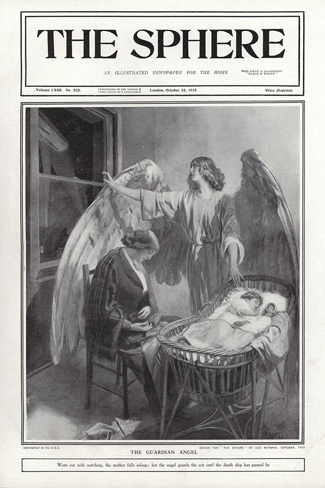 The Guardian Angel 1915  (original cover page The Sphere 1915) (Print) art by 1915 (Matania original prints) at The Illustration Art Gallery