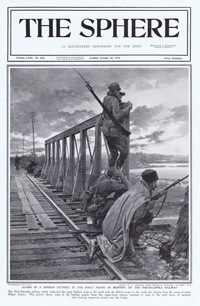 A Serbian Outpost on the Nish-Salonika Railway 1915 art by Fortunino Matania