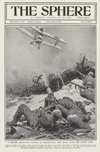 A British Aeroplane caught by German machine guns  (original cover page The Sphere 1918) (Print)