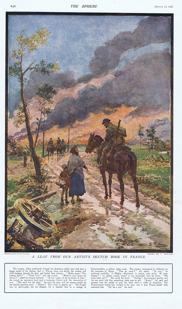 A scene in France  (original page from The Sphere dated 1919) (Print) art by 1919 (Matania original prints) at The Illustration Art Gallery