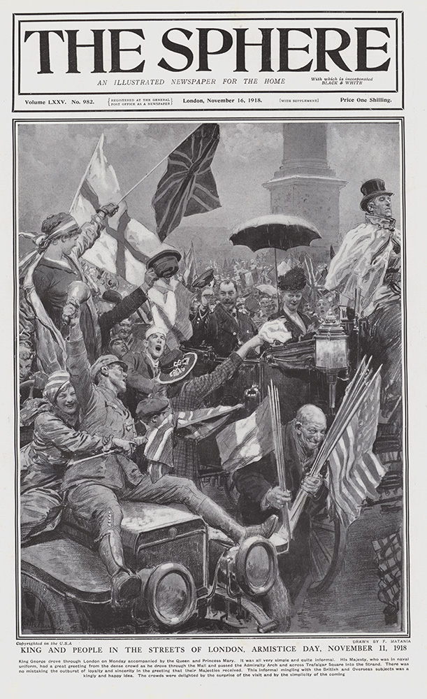 Armistice Day November 11th  (original cover page from The Sphere dated 1918) (Print) art by 1918 (Matania original prints) at The Illustration Art Gallery