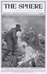 A British Raid on German Lines under cover of Poison Gas  (original cover page 1916) (Print)