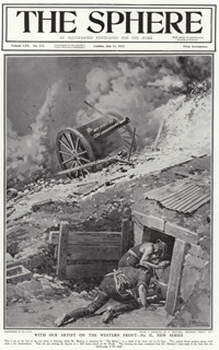 Gunners taking cover in 1917  (original cover page The Sphere 1917) (Print)