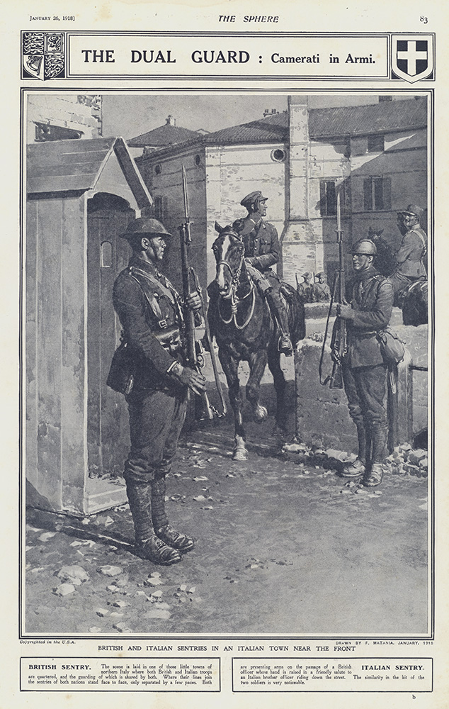 The Dual Guard at the Front  (original page The Sphere 1918) (Print) art by 1918 (Matania original prints) at The Illustration Art Gallery