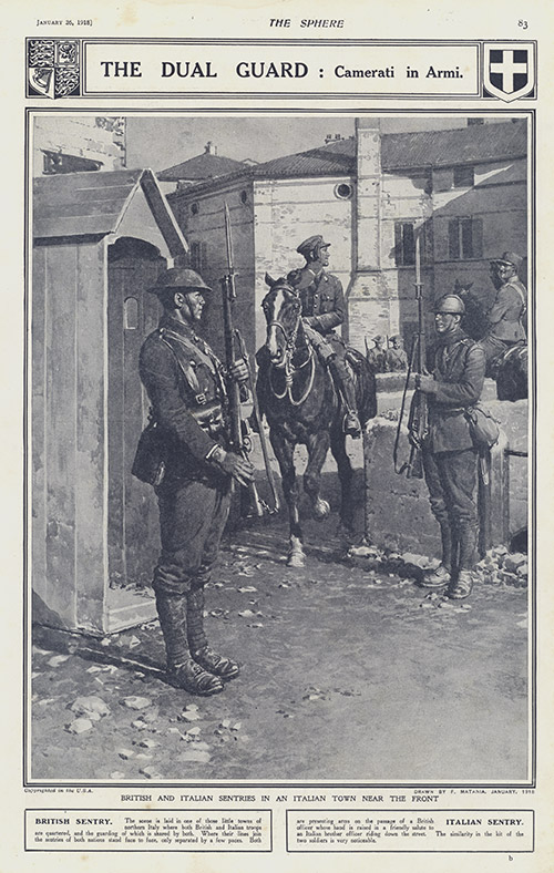 The Dual Guard at the Front  (original page The Sphere 1918) (Print) by 1918 (Matania original prints) at The Illustration Art Gallery