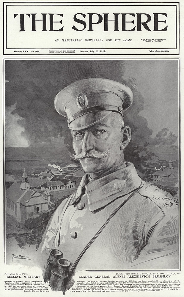 Alexei Alexeievich Brussilov in 1917  (original cover page The Sphere 1917) (Print) art by 1917 (Matania original prints) at The Illustration Art Gallery