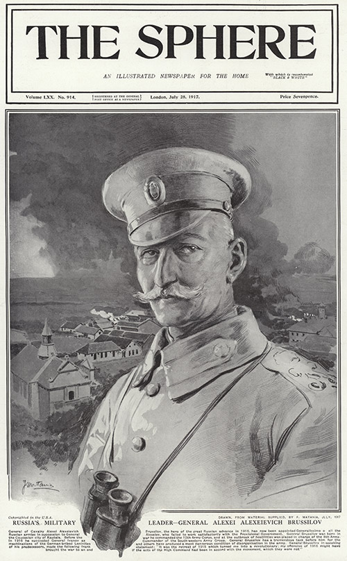 Alexei Alexeievich Brussilov in 1917  (original cover page The Sphere 1917) (Print) by 1917 (Matania original prints) at The Illustration Art Gallery
