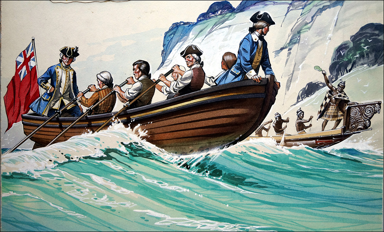 Captain Cook Lands in New Zealand (Original) art by British History (Angus McBride) at The Illustration Art Gallery