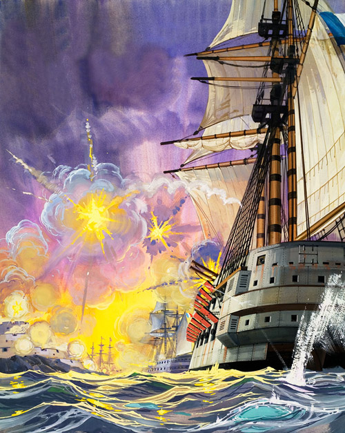 The Ironclads at the Battle of Trafalgar (Original) (Signed) by British History (Angus McBride) at The Illustration Art Gallery