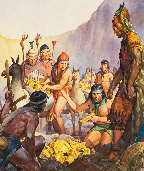 Hidden Gold Of The Incas (Original) (Signed) by James E McConnell Art at The Illustration Art Gallery