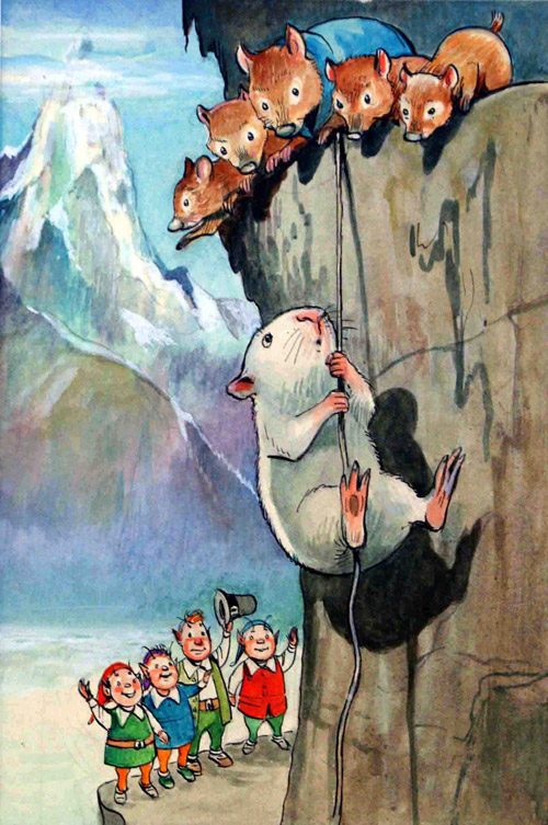 Gulliver Guinea-Pig: Abseiling (Original) by Gulliver Guinea-Pig (Mendoza) at The Illustration Art Gallery