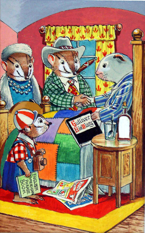 Gulliver Guinea-Pig: The Handshake (Original) by Gulliver Guinea-Pig (Mendoza) at The Illustration Art Gallery