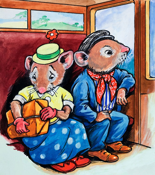 On The Train (Original) by Katie Country Mouse (Mendoza) at The Illustration Art Gallery