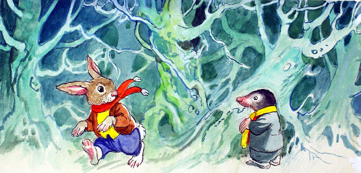 The Wind in the Willows: Mole meets Rabbit in the Wild Wood (Original) art by Wind in the Willows (Mendoza) at The Illustration Art Gallery