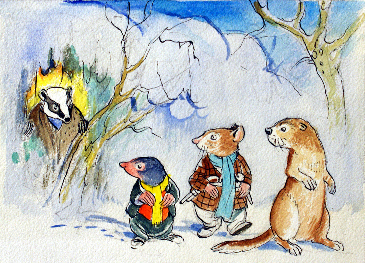 The Wind in the Willows: Rat, Mole Badger and Weasel (Original) art by Wind in the Willows (Mendoza) at The Illustration Art Gallery
