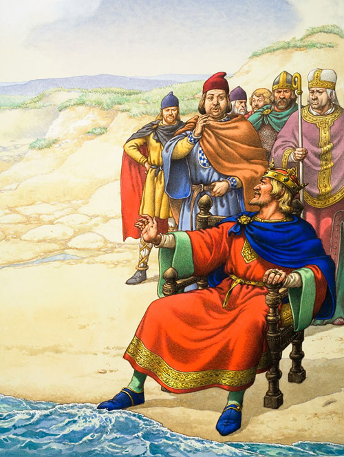 What Really Happened? Did Canute Get His Feet Wet? (Original) by British History (Pat Nicolle) at The Illustration Art Gallery
