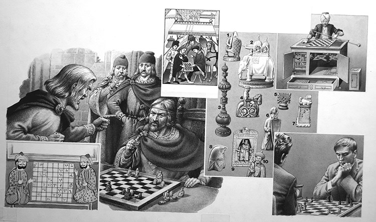 Chess - A Peaceful Way to Fight a War (Original) by British History (Pat Nicolle) at The Illustration Art Gallery
