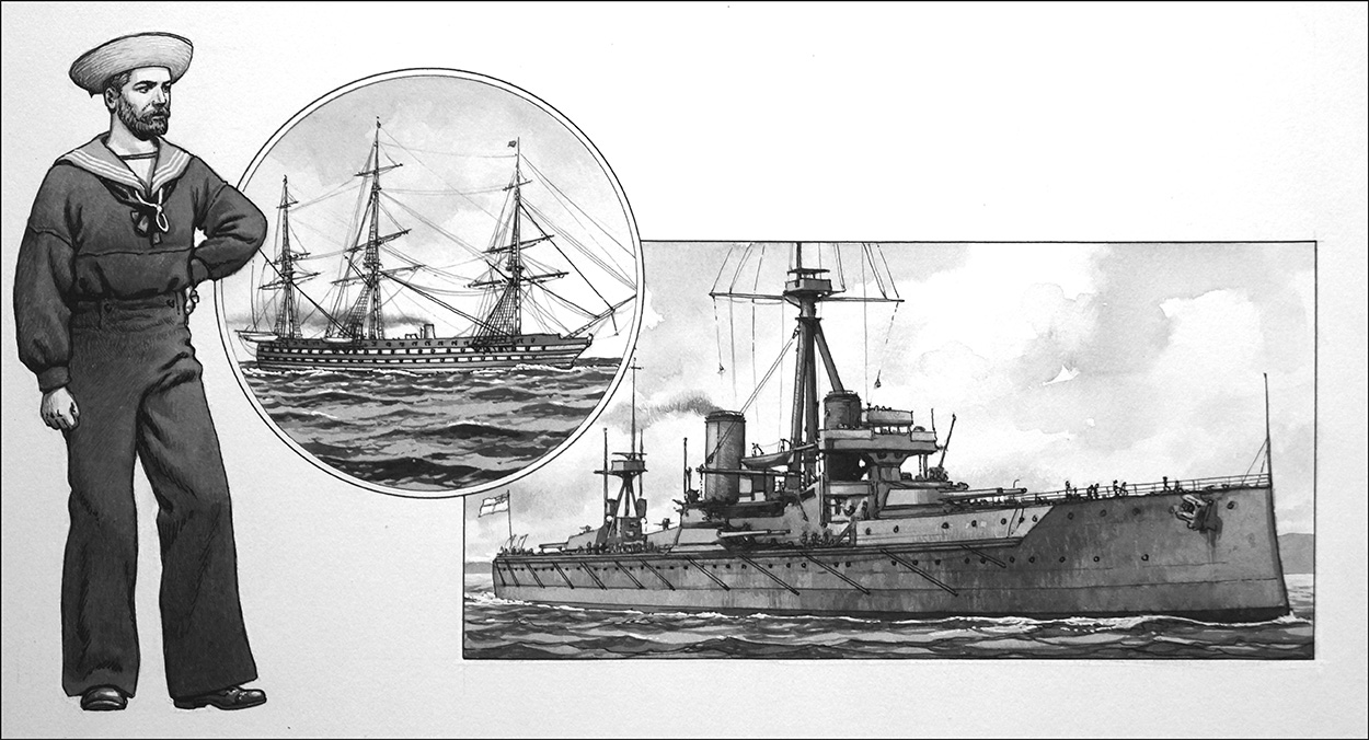 British Navy From Sail to Steam (Original) art by British History (Pat Nicolle) at The Illustration Art Gallery
