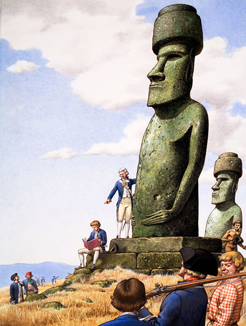 The Mystery of Easter Island (Original) by Patrick Nicolle at The Illustration Art Gallery