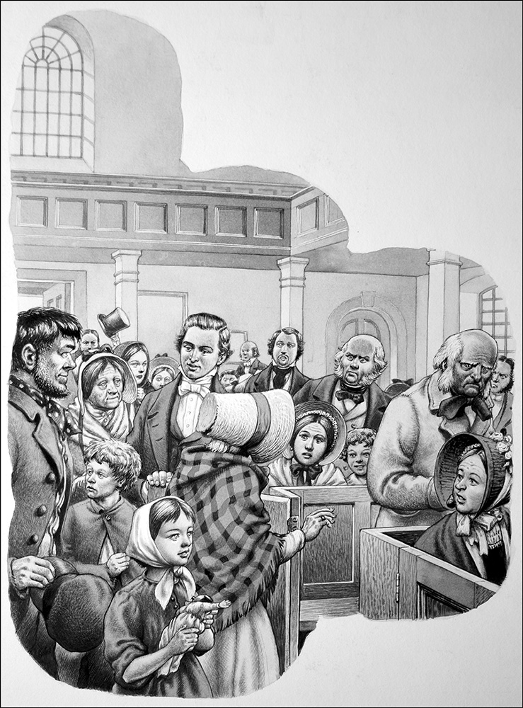 The Poor in Church (Original) art by British History (Pat Nicolle) at The Illustration Art Gallery