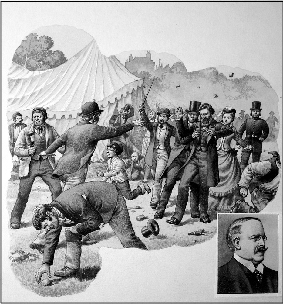 Trouble at the Tent Revival Meeting (Original) art by British History (Pat Nicolle) at The Illustration Art Gallery