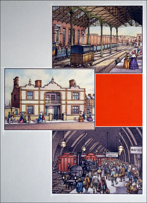 London Railway Stations (Original) by British History (Pat Nicolle) at The Illustration Art Gallery