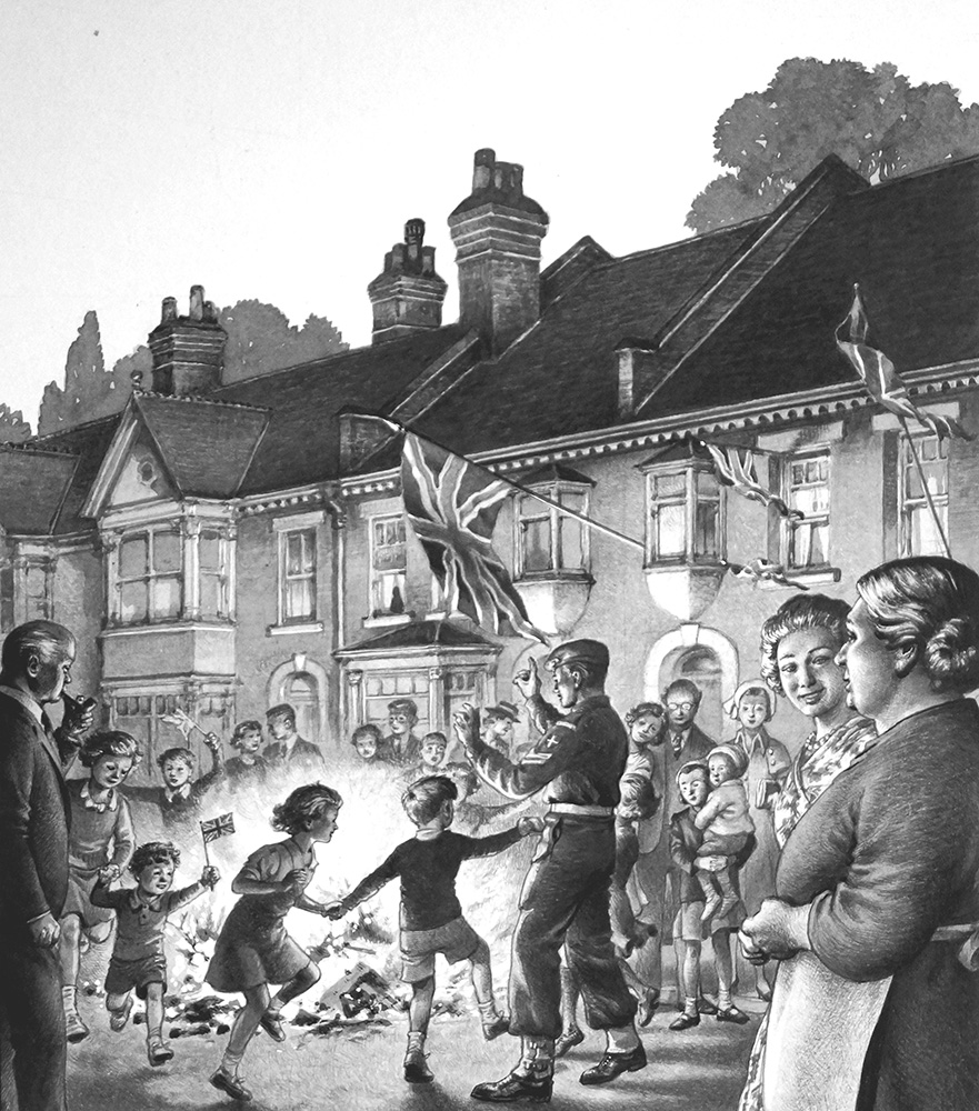 VE Day Celebrations (Original) art by British History (Pat Nicolle) at The Illustration Art Gallery
