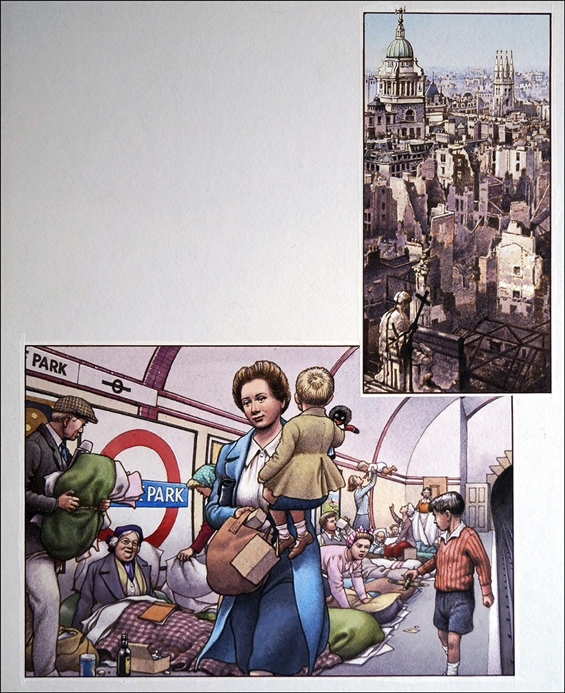 Sheltering from the Blitz (Original) art by British History (Pat Nicolle) at The Illustration Art Gallery